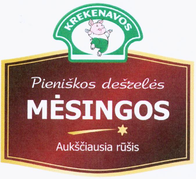 Prekės ženklas: KREKENAVOS Pieniškos dešrelės MĖSINGOS Aukščiausia rūšis